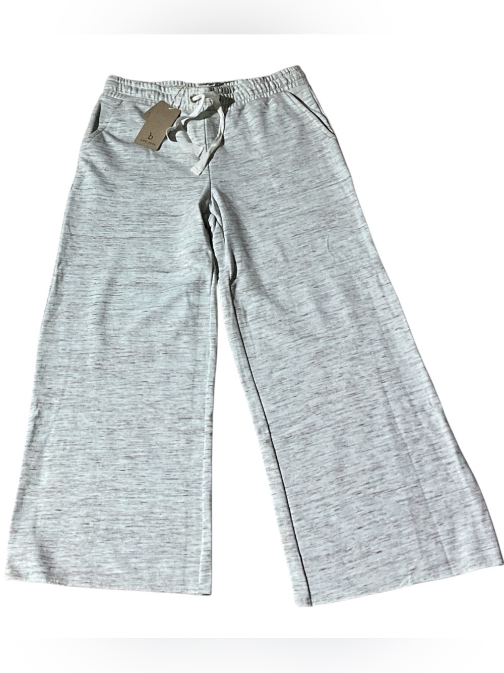 b new york NWT Wide Leg French Terry Pants M Heather Gray Raw Hem